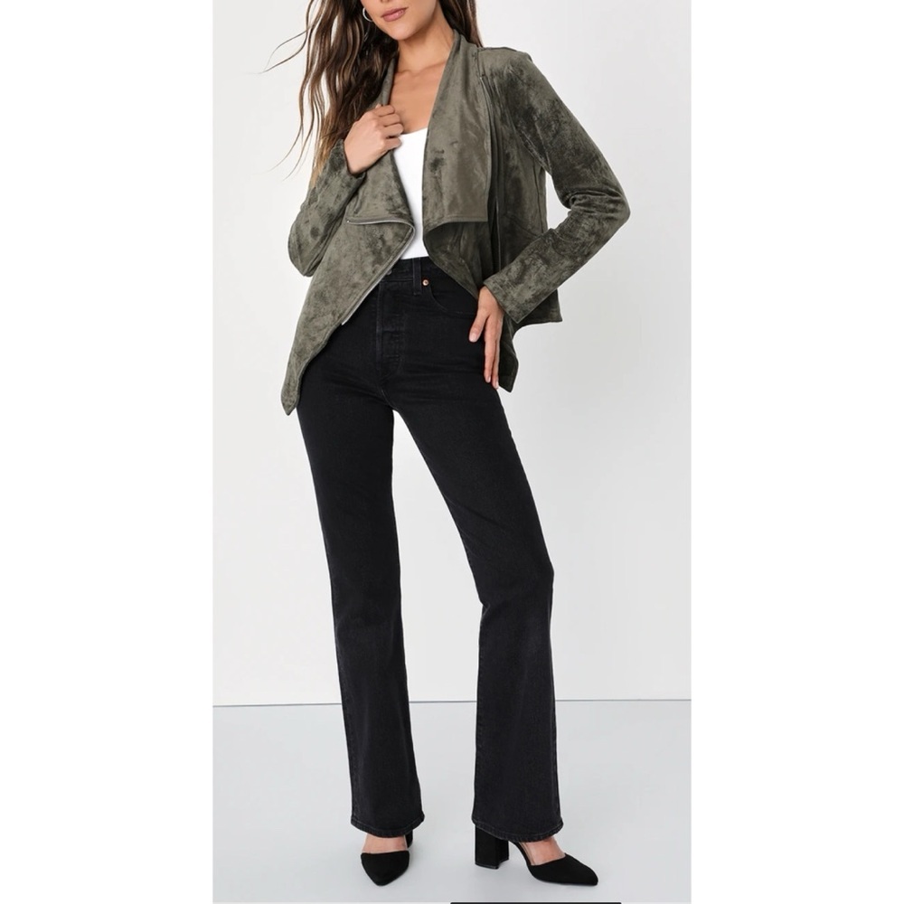 Lulus Wild at Heart Taupe Vegan Suede Moto Jacket SZ L New